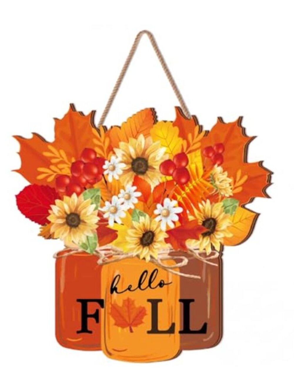 Fall Wooden Sign Thanksgiving Decoration for Home Hello Fall Door Sign
